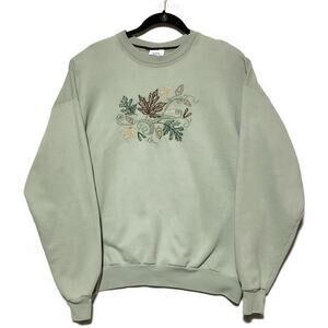 PFI Fashions Pullover Sweater Women's Size XL Light Green With Leaves & Acorn